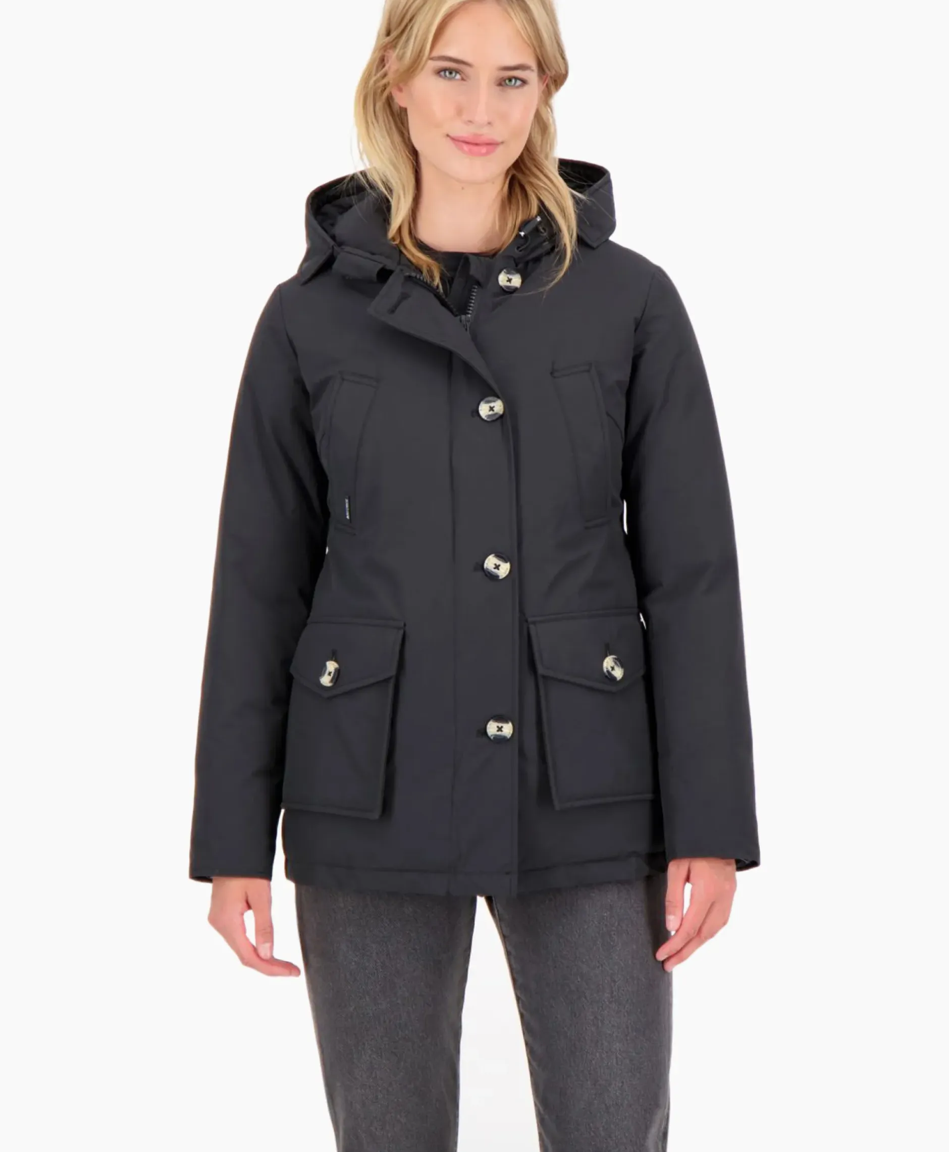 Gewatteerde Jas 4 Pocket Parka Zwart^Airforce New
