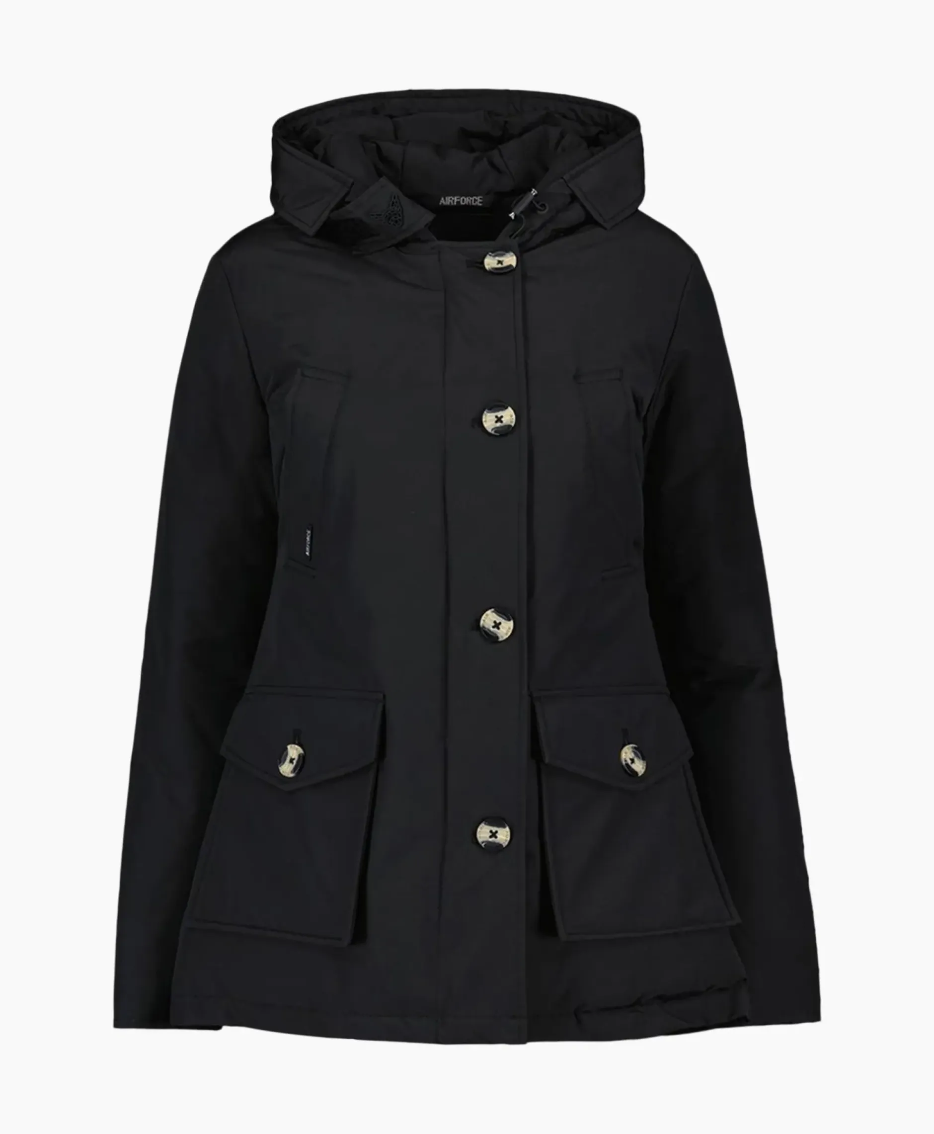 Gewatteerde Jas 4 Pocket Parka Zwart^Airforce New