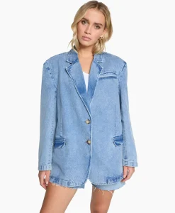 Blazer Woven Denim Blauw^Alix The Label Sale