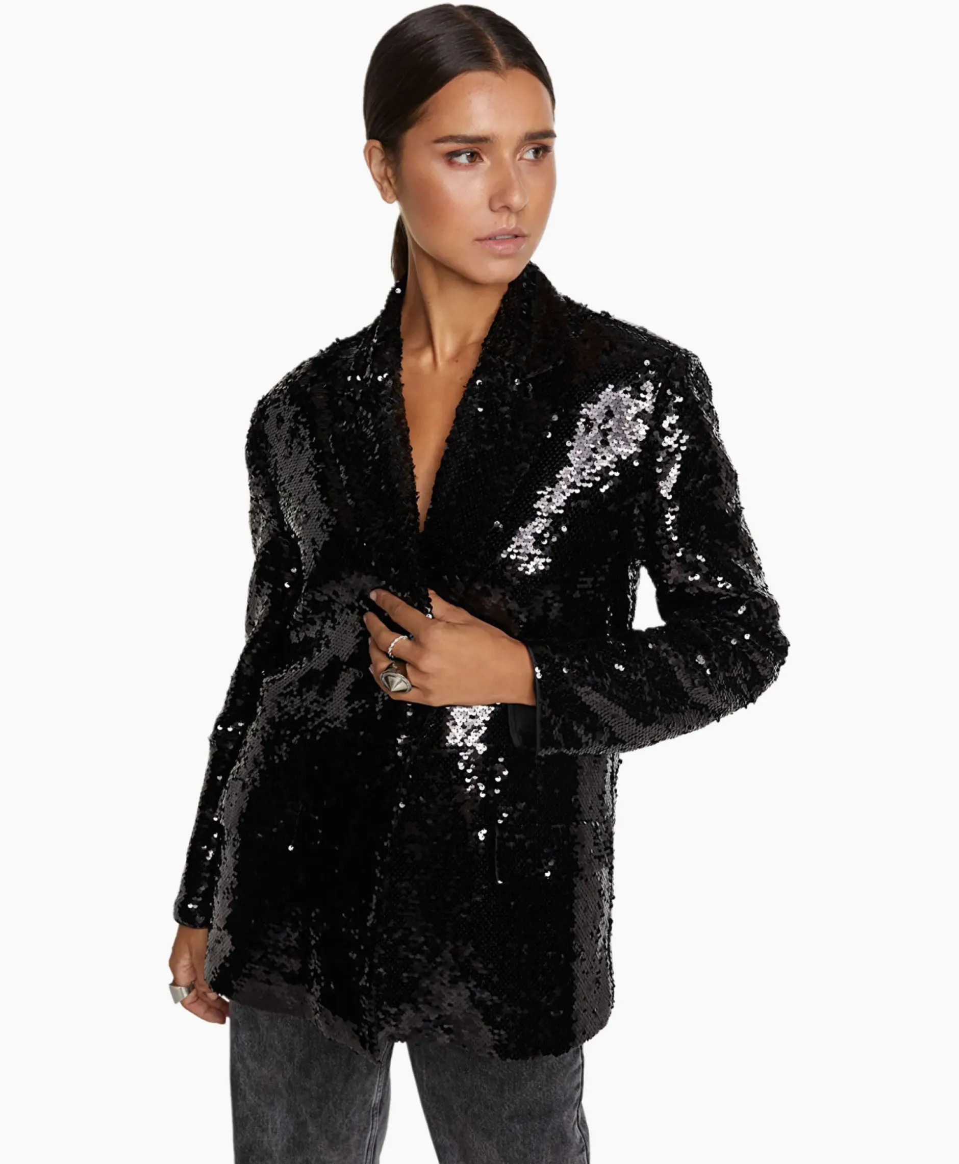 Blazer Woven With Strass Zwart^Alix The Label Online