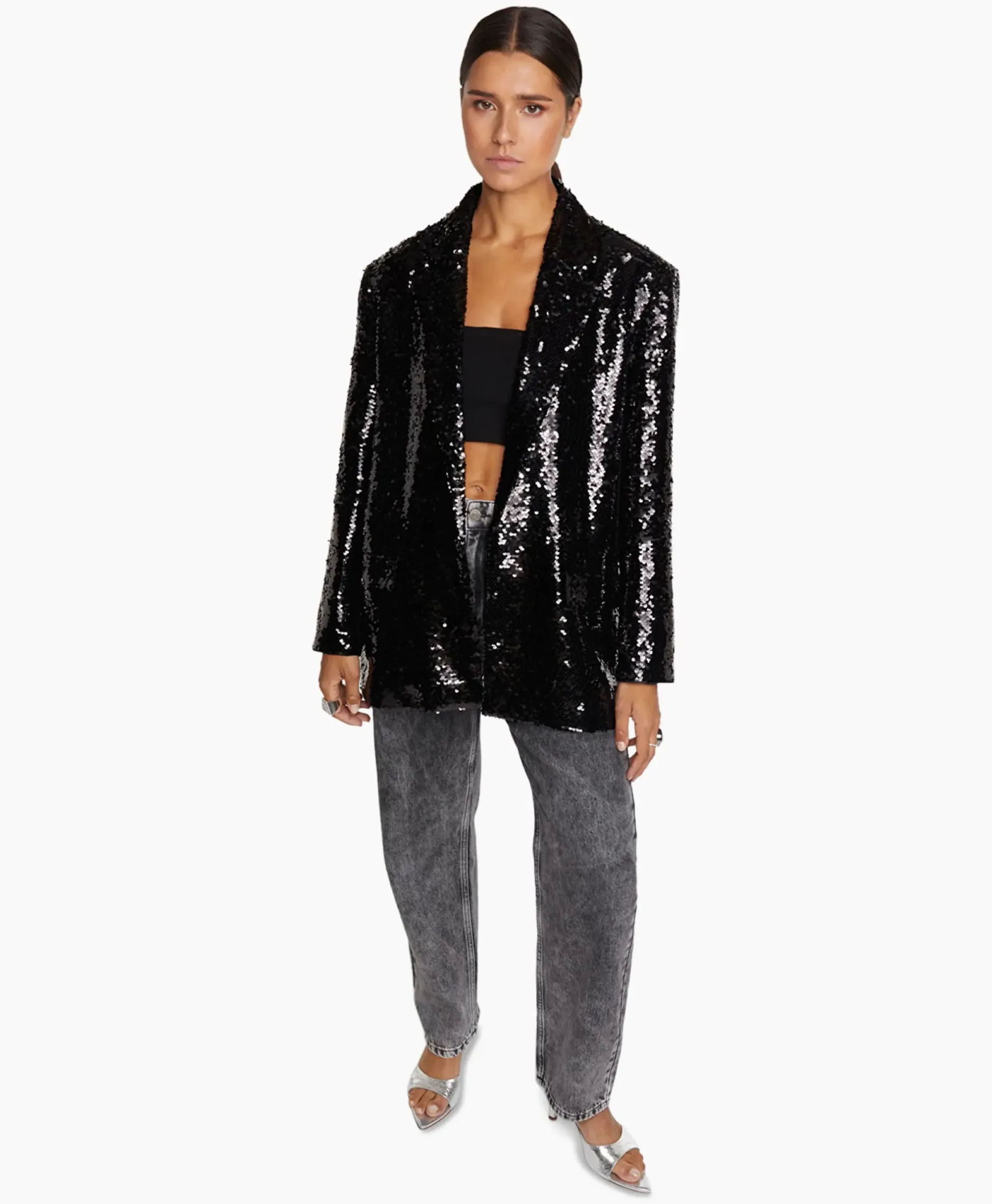 Blazer Woven With Strass Zwart^Alix The Label Online