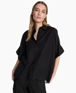 Blouse Woven Linen Oversized Zwart^Alix The Label Online