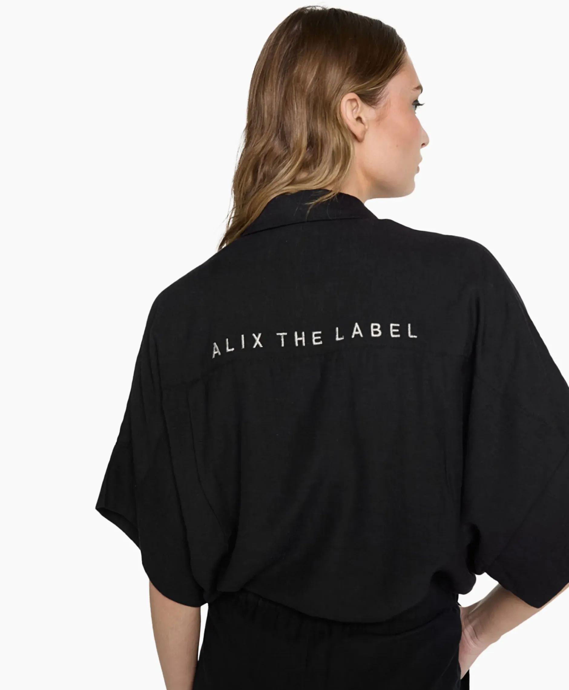 Blouse Woven Linen Oversized Zwart^Alix The Label Online