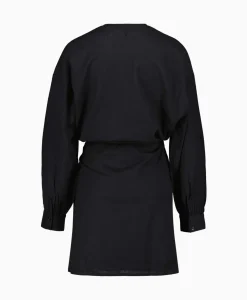 Jurk Ladies Woven Linen Look Wrap Dress Zwart^Alix The Label Discount