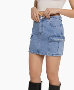 Minirok Woven Denim Cargo Blauw^Alix The Label