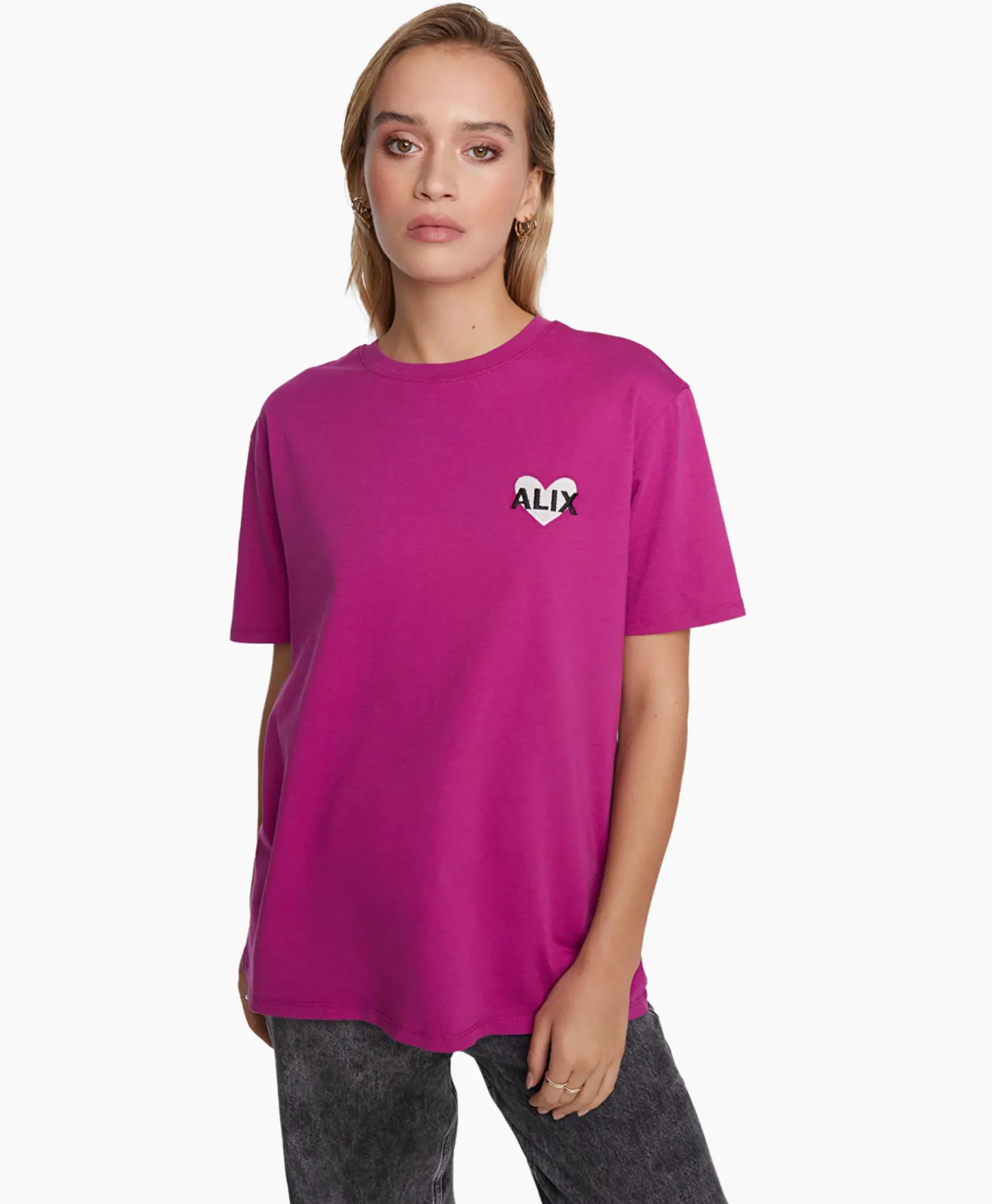 T-Shirt Korte Mouw Knitted Alix Heart Bordeaux^Alix The Label Sale