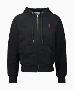 Hoodie Adc Zipped Zwart^Ami Paris New