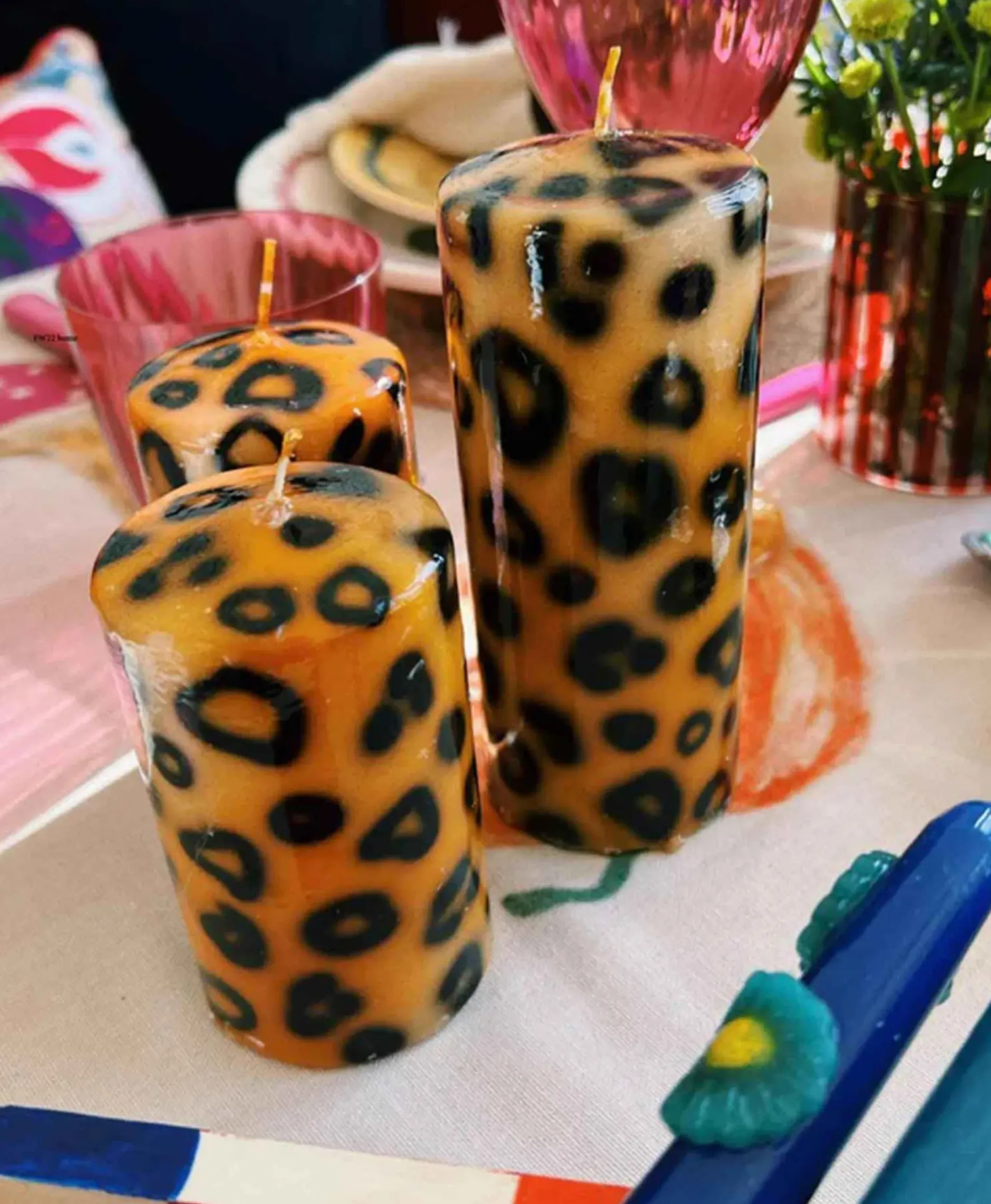 Kaars Small Leopard Print Pillar Candle Bruin^Anna+nina Sale