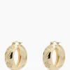 Oorbellen Flower Garland Stamped Hoop Earrings Bra Goud^Anna+nina Best