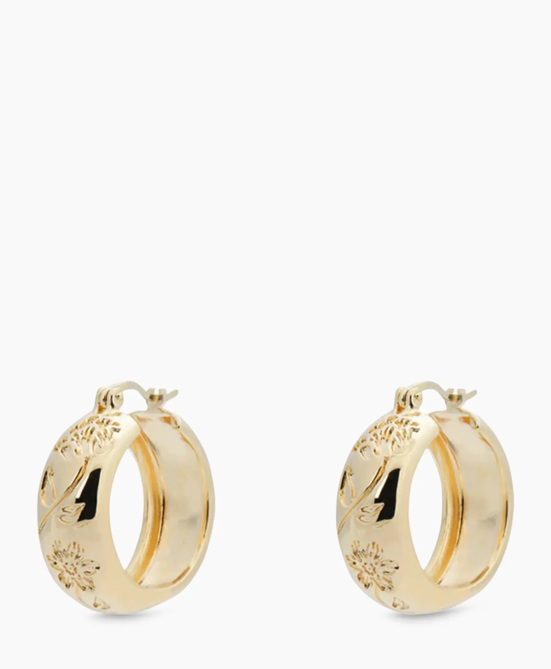 Oorbellen Flower Garland Stamped Hoop Earrings Bra Goud^Anna+nina Best
