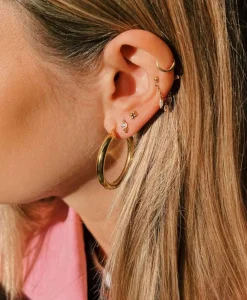 Oorbellen Round Plain Hoop Earrings Silver Goldpla Goud^Anna+nina Online