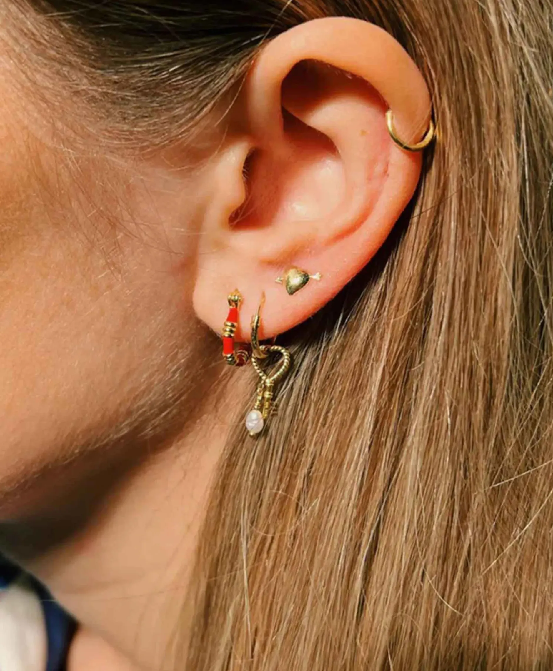 Oorbellen Single Cupid Stud Earring Silver Goldpla Goud^Anna+nina Hot