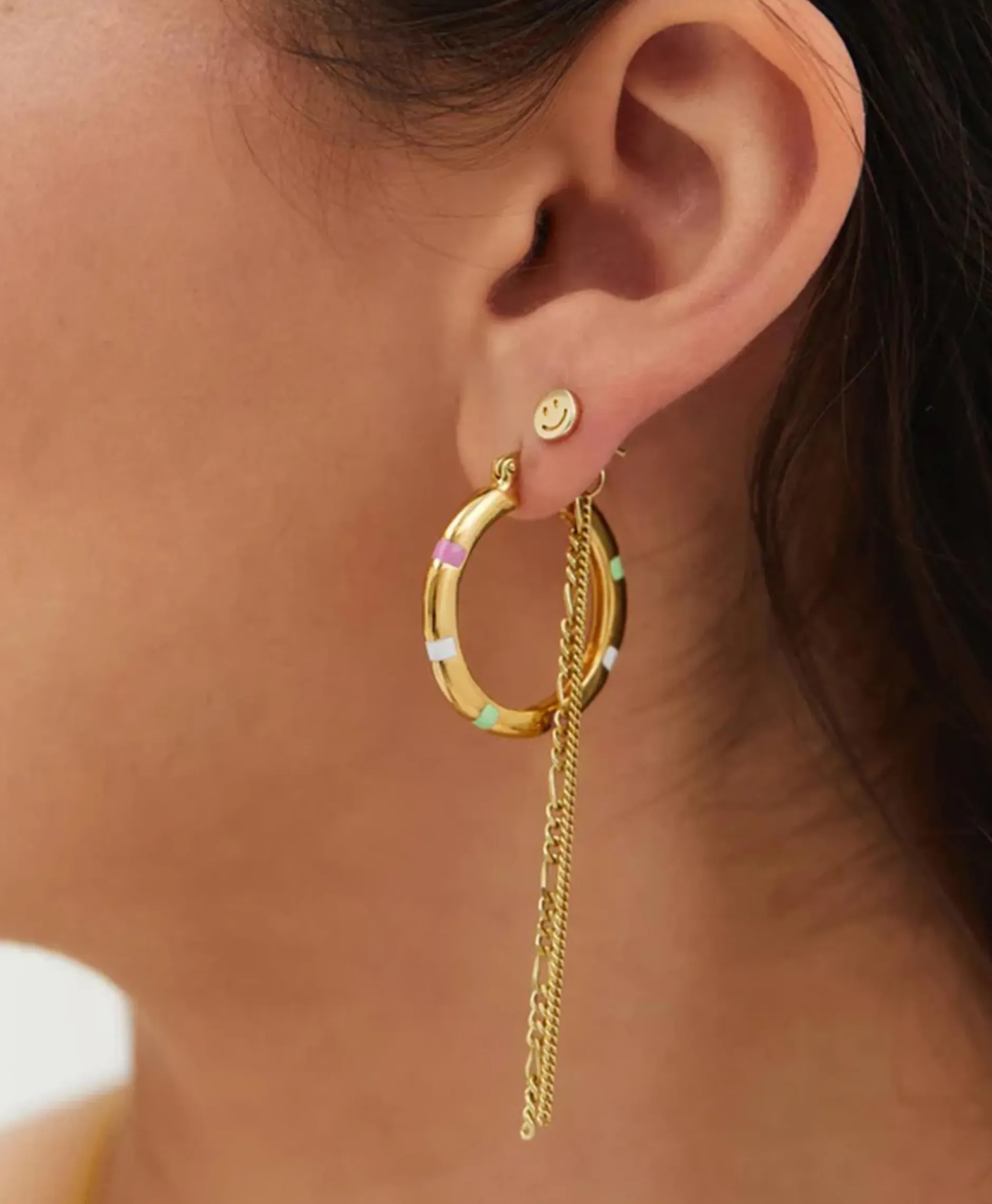 Oorbellen Single Smiley Stud Silver Goldplated Goud^Anna+nina New