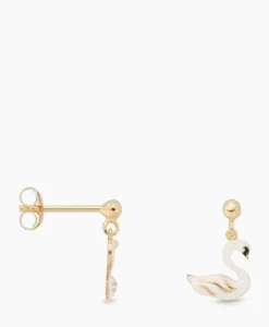 Oorbellen Single Swan Lake Stud Earring Silver Gol Wit^Anna+nina Outlet