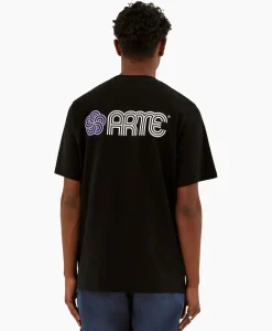 T-Shirt Korte Mouw Circle Flower Back Front Print Zwart^Arte Antwerp Hot