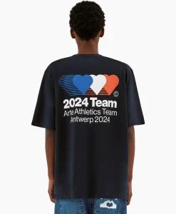 T-Shirt Korte Mouw Heart France Back Print Donker Blauw^Arte Antwerp Best