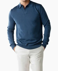 Pullover Buttonless Polo L Blauw^Aurelien