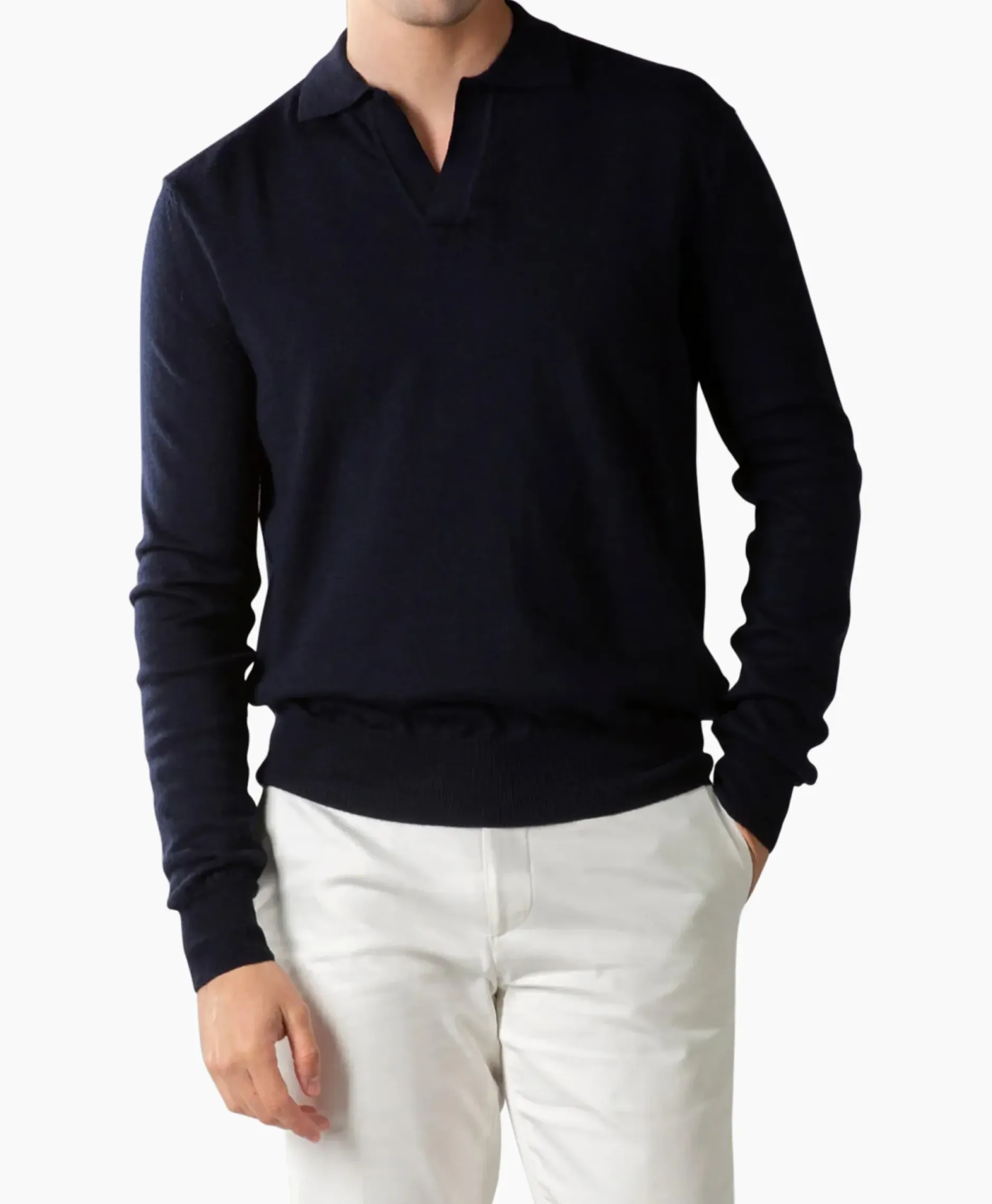 Pullover Buttonless Polo L Donker Blauw^Aurelien Clearance