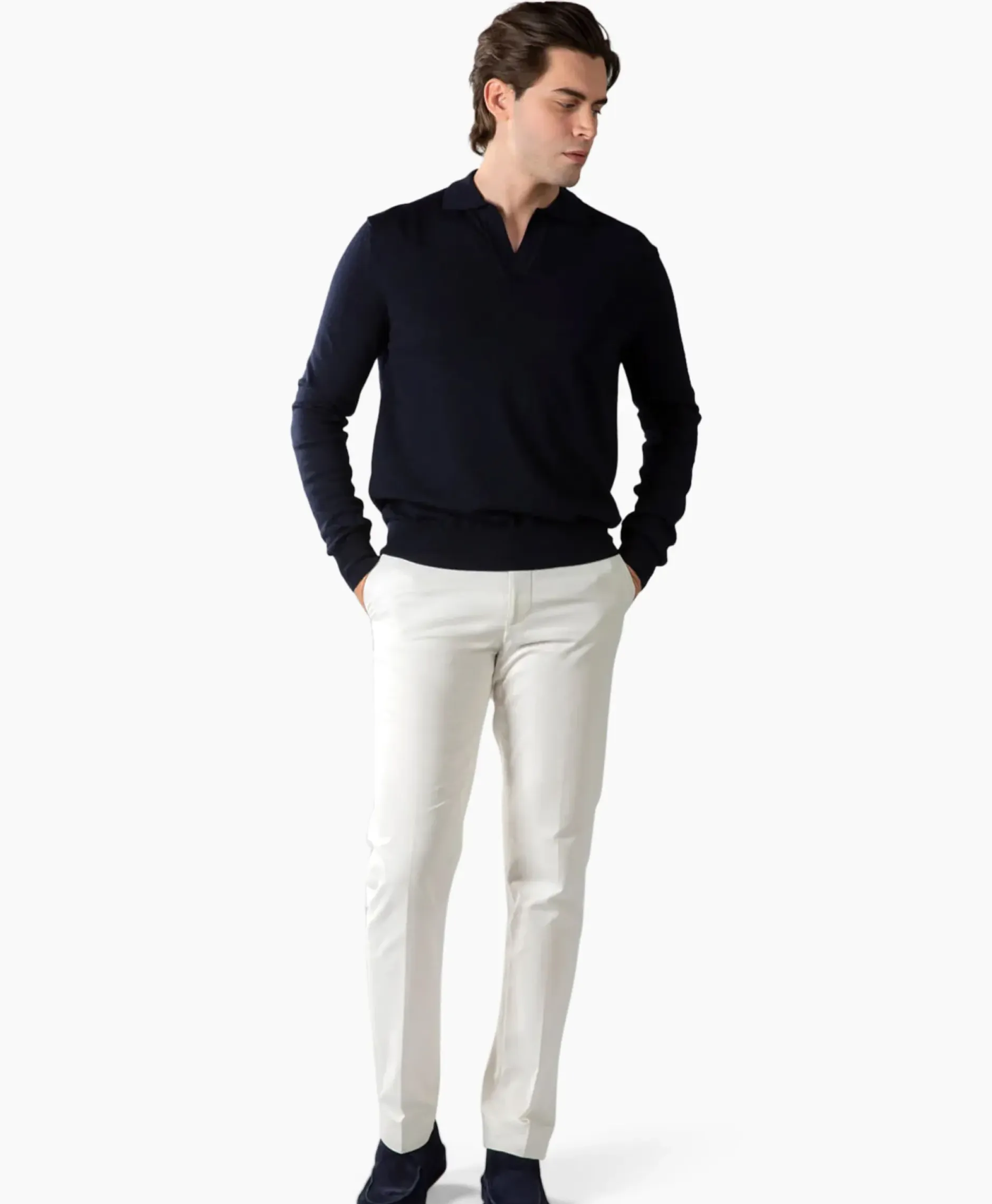 Pullover Buttonless Polo L Donker Blauw^Aurelien Clearance