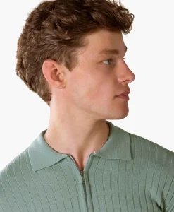 Pullover Rib Zip Polos Ls Licht Groen^Aurelien Hot