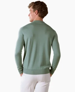Pullover Rib Zip Polos Ls Licht Groen^Aurelien Hot