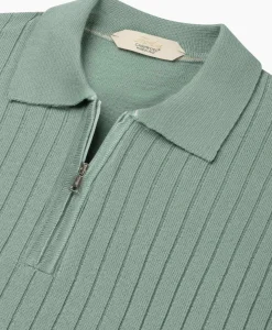 Pullover Rib Zip Polos Ls Licht Groen^Aurelien Hot
