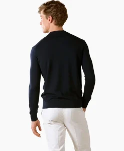 Pullover Rib Zip Polos Ls Donker Blauw^Aurelien
