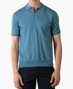 Polo Buttonless Sl Blauw^Aurelien Discount