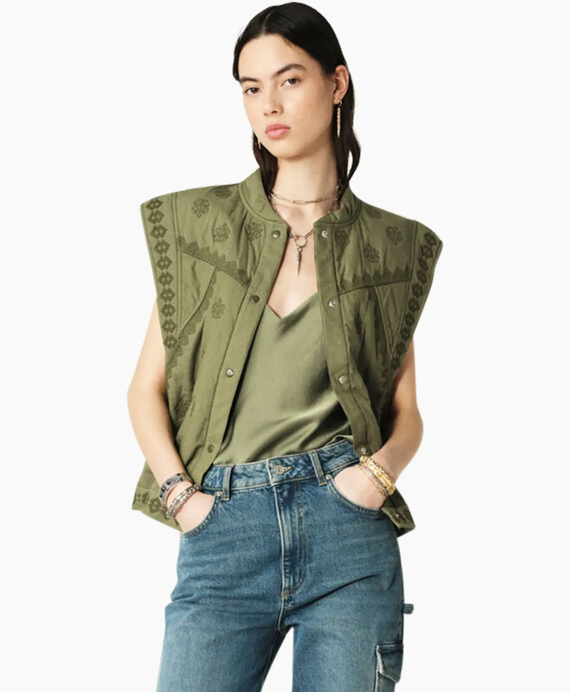 Ba&Sh Gilet Mina Khaki^Ba&sh Discount