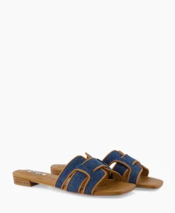 Sandaal Zonder Hak Leather + Linnen Bruin^Bibi Lou Clearance