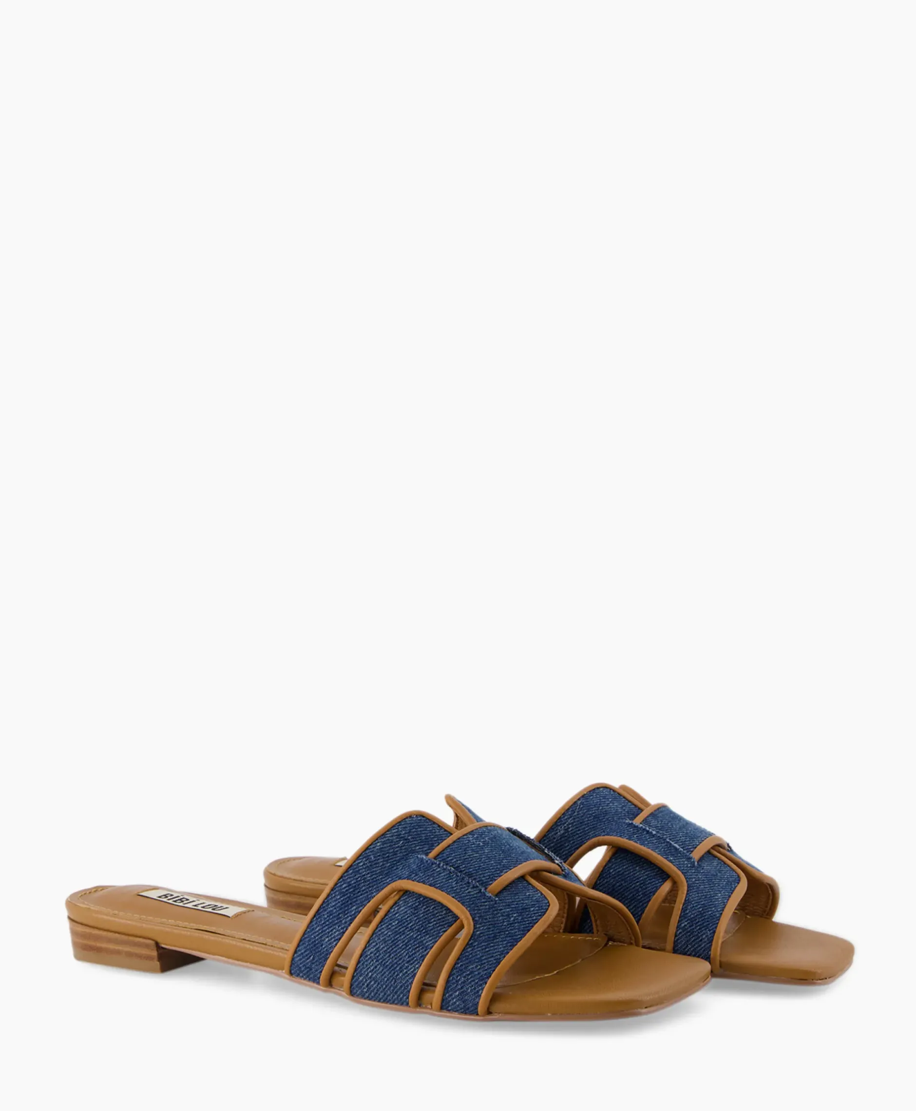 Sandaal Zonder Hak Leather + Linnen Bruin^Bibi Lou Clearance