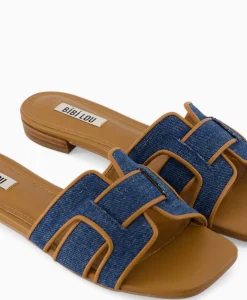 Sandaal Zonder Hak Leather + Linnen Bruin^Bibi Lou Clearance