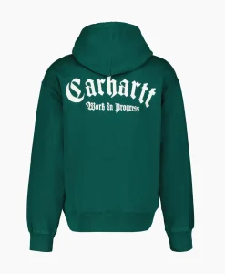 Sweater Hooded Onyx Script Groen^Carhartt Wip