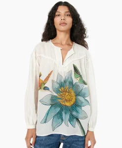 Blouse Bamboo Embroidered Blauw^Chufy Sale