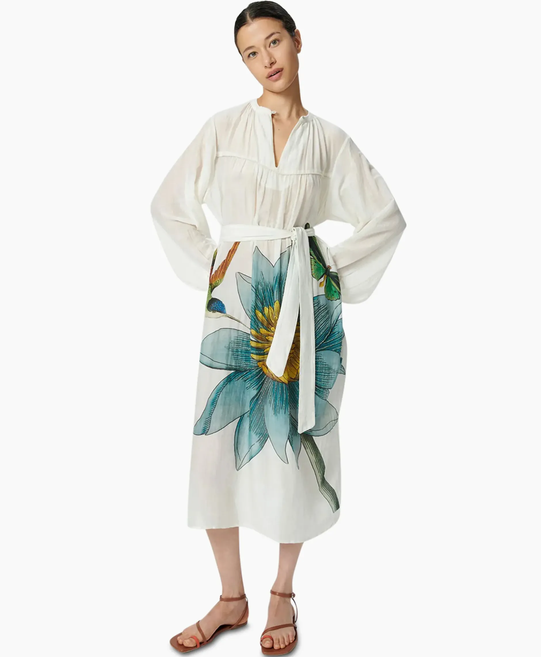 Maxi Jurk Daisy Embroidered Blauw^Chufy Clearance