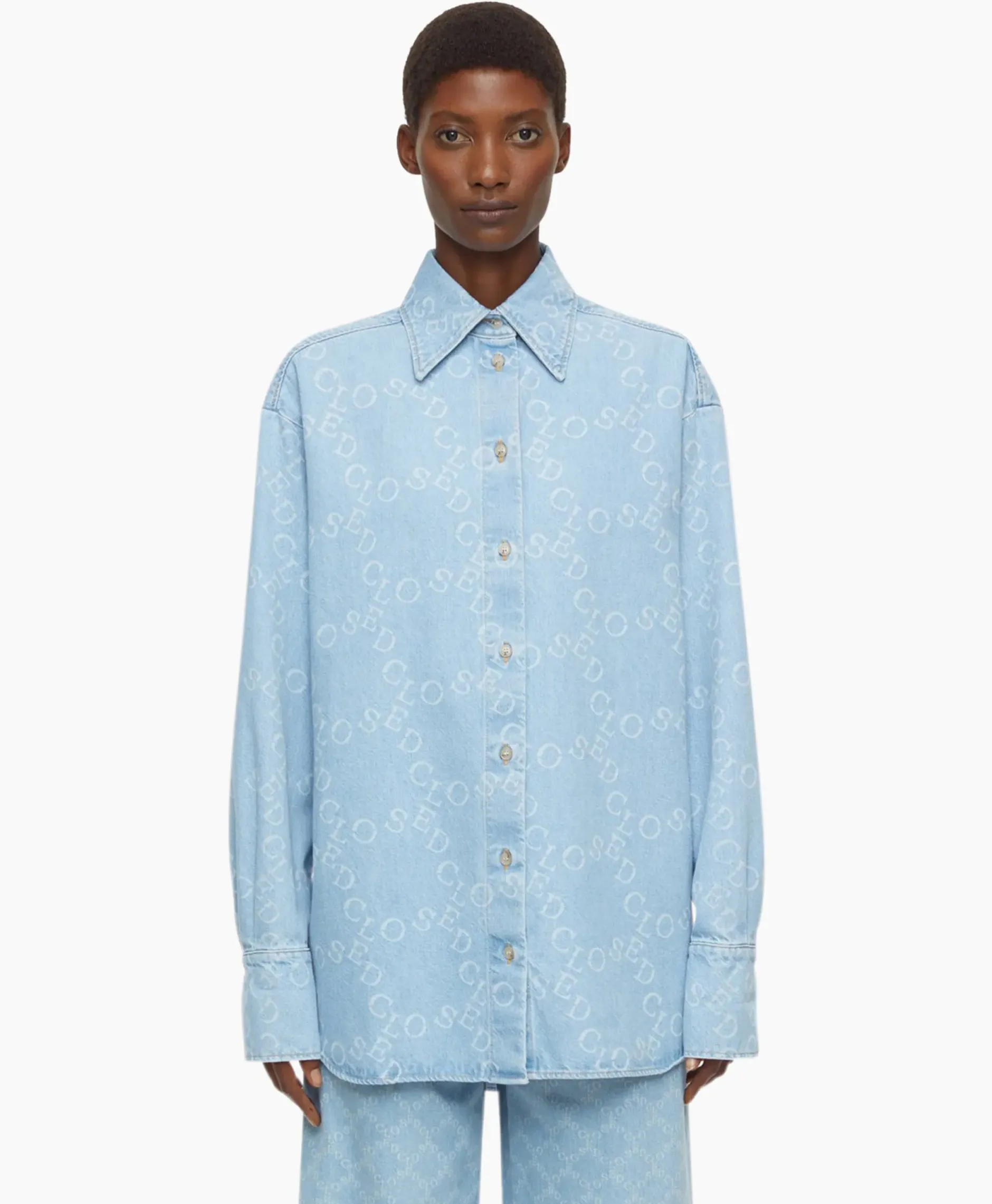 Blouse Boxy Long Sleeve Licht Blauw^Closed New