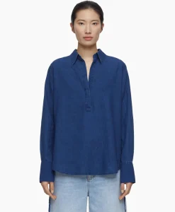 Blouse Open Neck Blauw^Closed Online