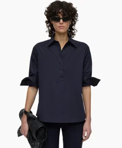 Blouse Open Neck Tunic Donker Blauw^Closed Best