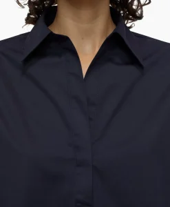 Blouse Open Neck Tunic Donker Blauw^Closed Best