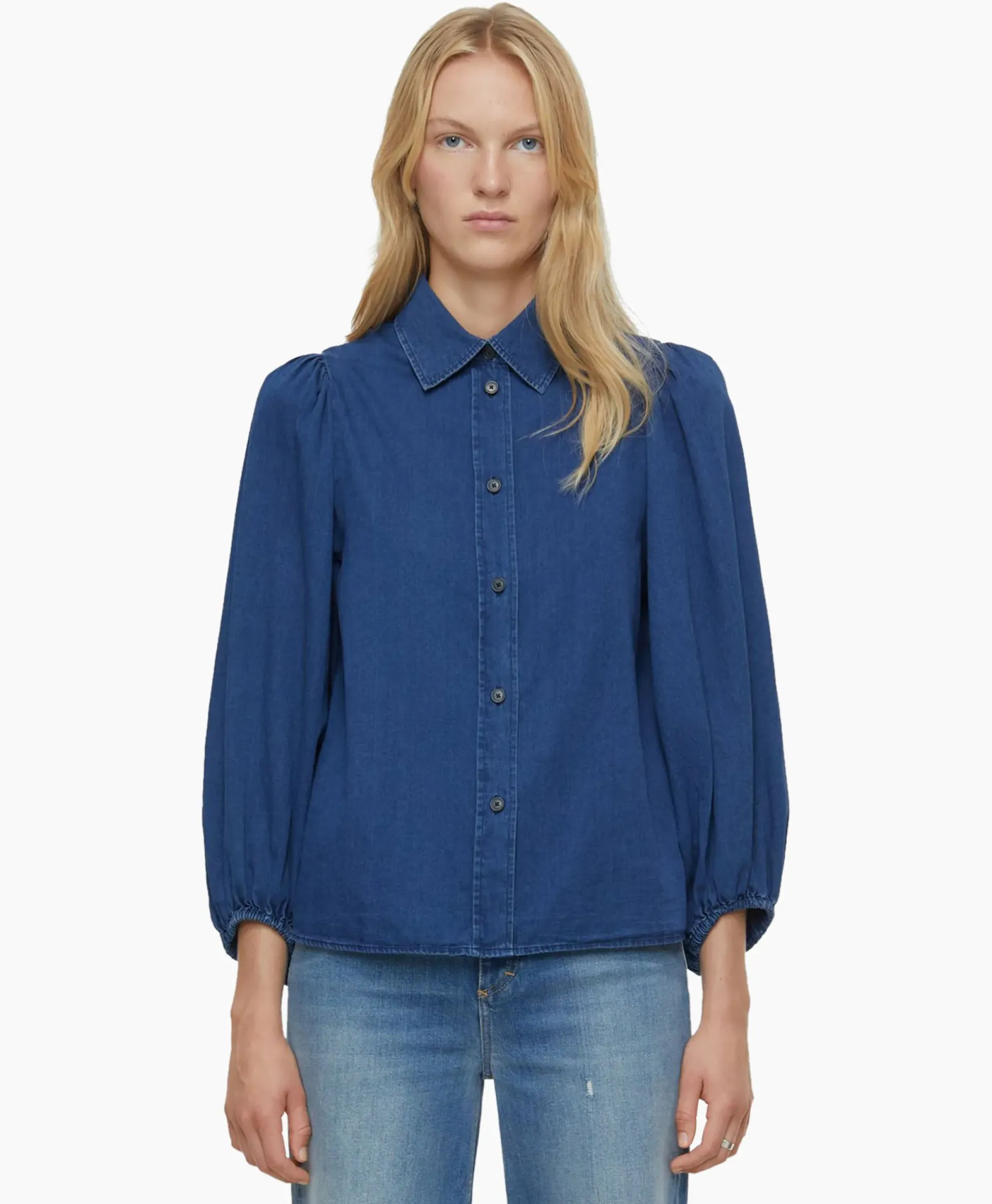 Blouse Voluminous Sleeve Donker Blauw^Closed Best