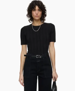 Top Crew Neck Short Sleeve Zwart^Closed Outlet