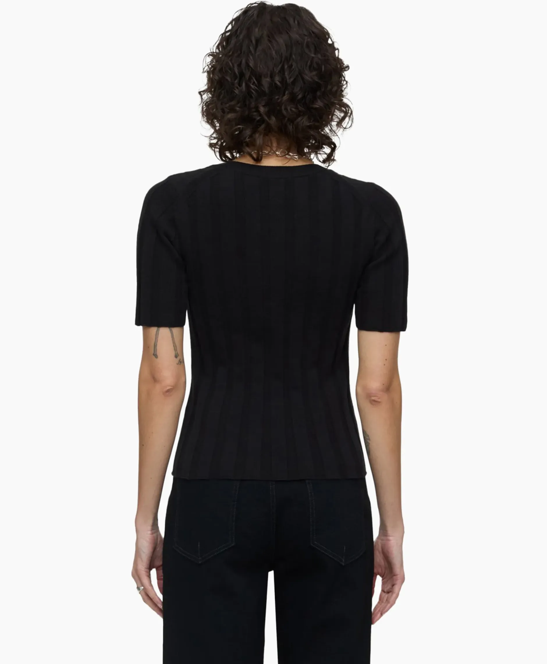 Top Crew Neck Short Sleeve Zwart^Closed Outlet