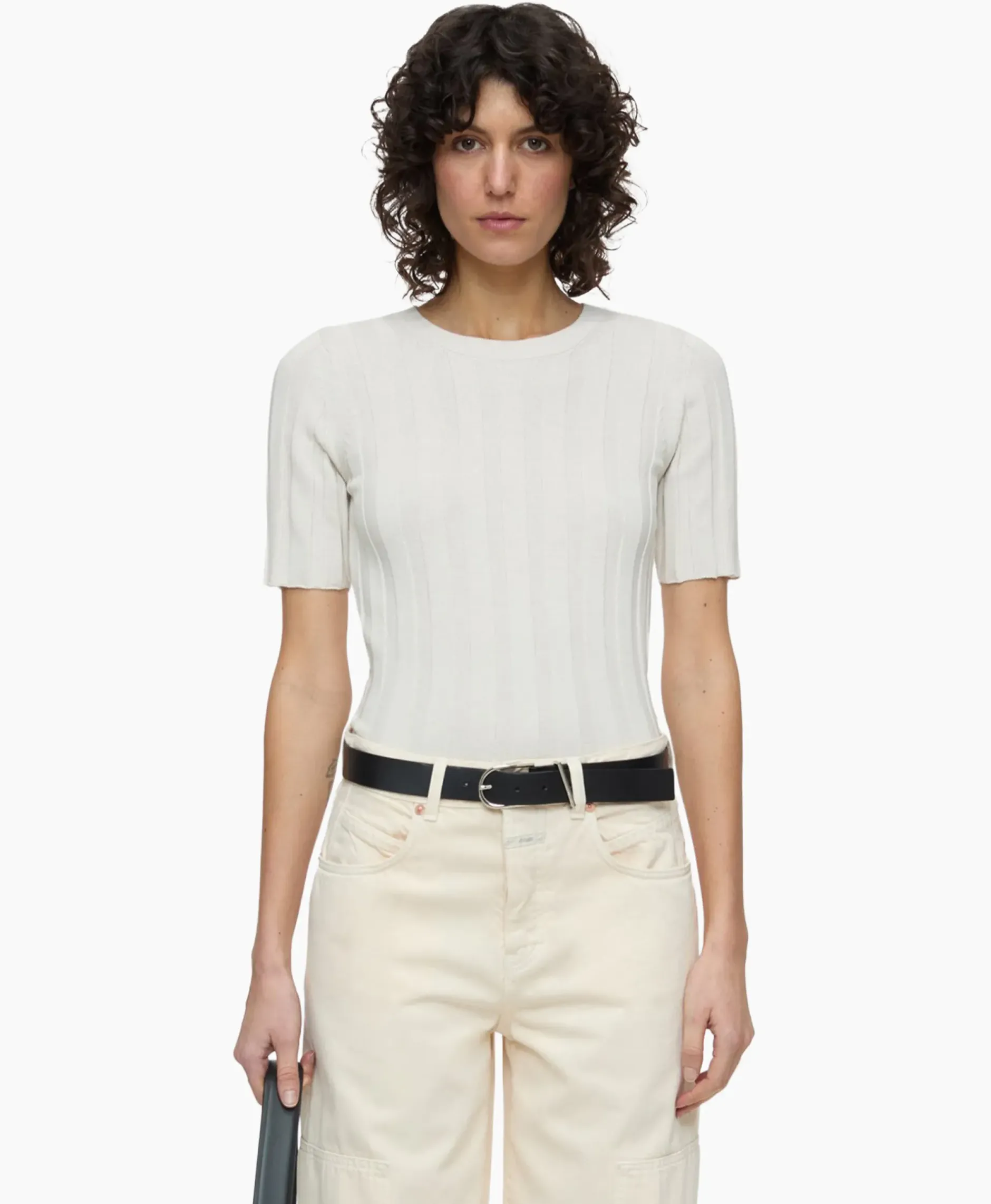 Top Crew Neck Short Sleeve Ecru^Closed Online
