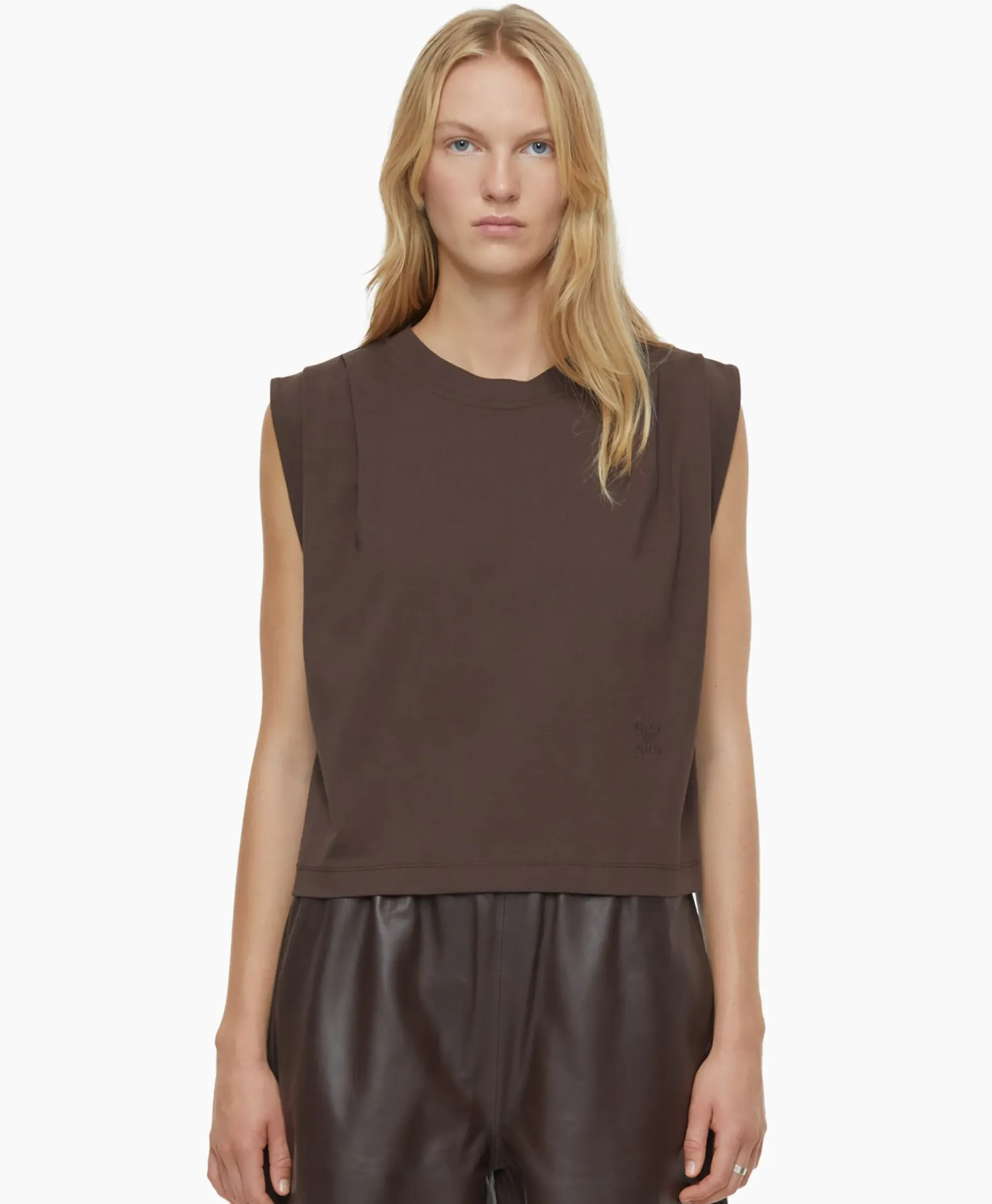 Top Pleated Sleeveless Bruin^Closed Outlet