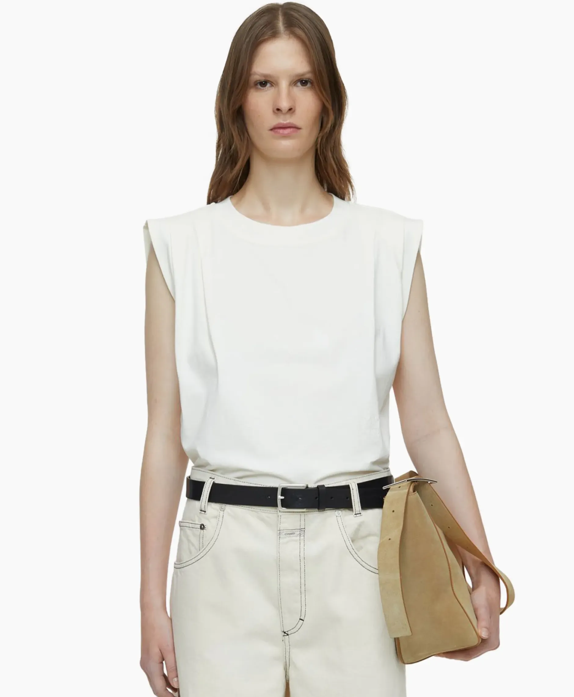 Top Pleated Sleeveless Off White^Closed Outlet