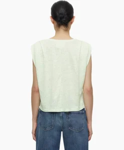 Top Pleated Sleeveless Licht Groen^Closed Clearance