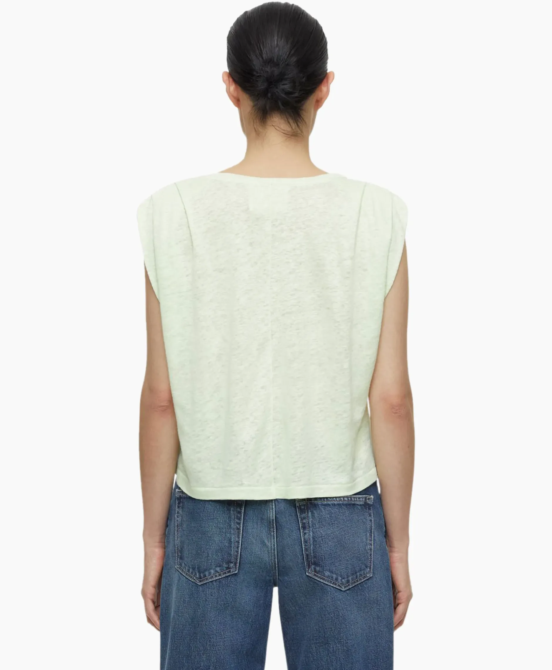 Top Pleated Sleeveless Licht Groen^Closed Clearance