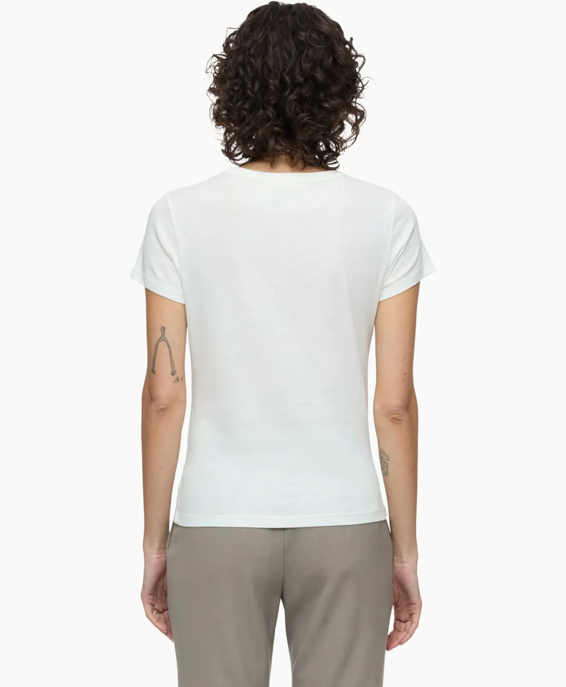 T-Shirt Korte Mouw Crew Neck Short Sleeve Ecru^Closed New