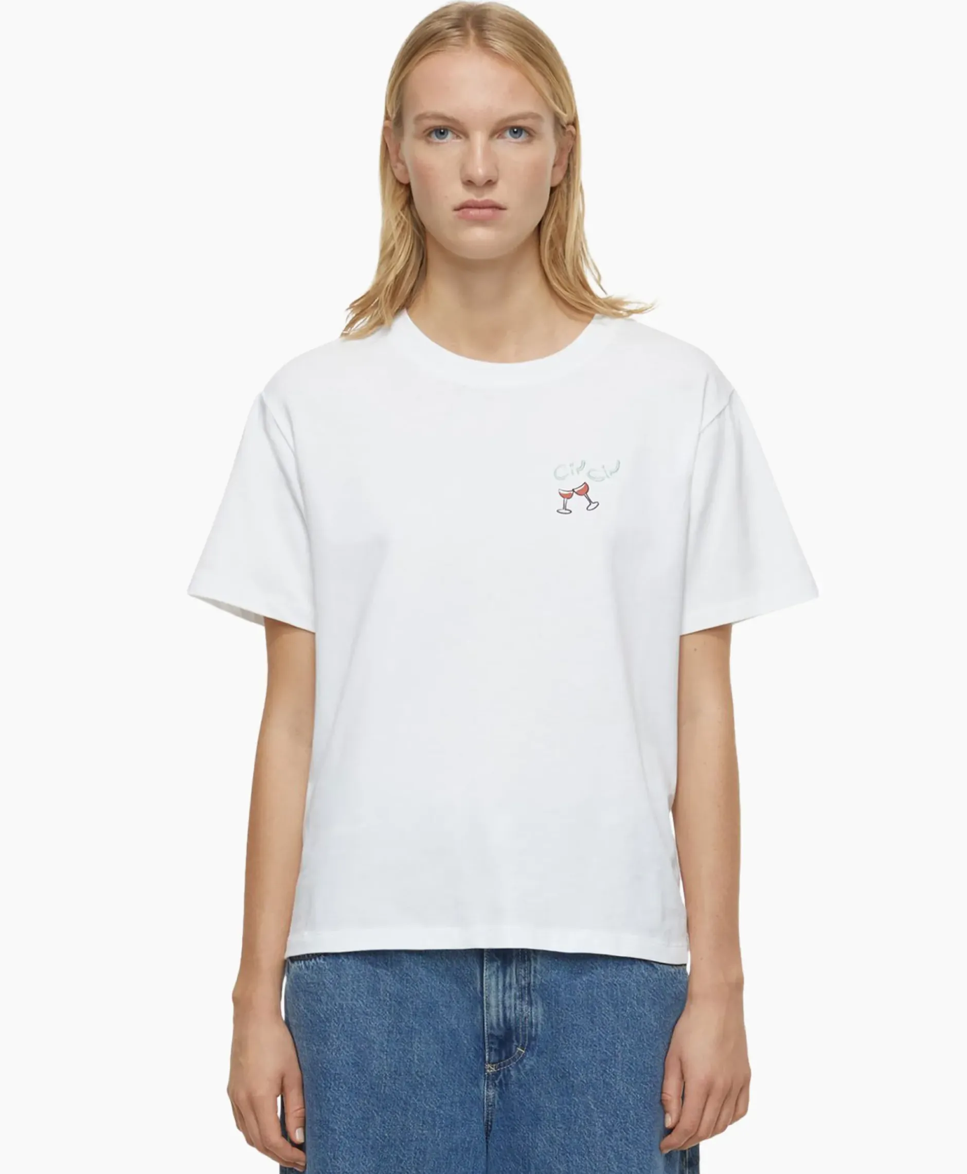 T-Shirt Korte Mouw Printed Wit^Closed