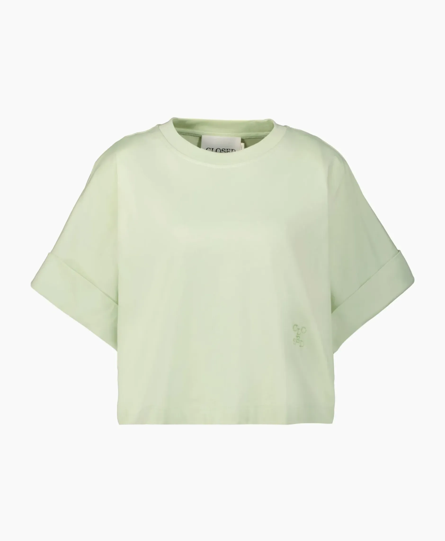 T-Shirt Korte Mouw Turn Up Licht Groen^Closed Sale